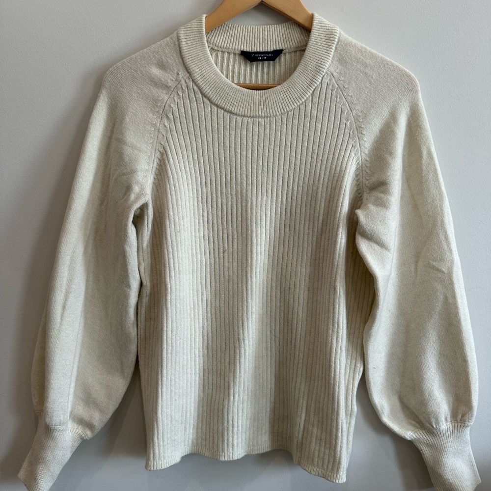 Cream Ribbed Sweater
